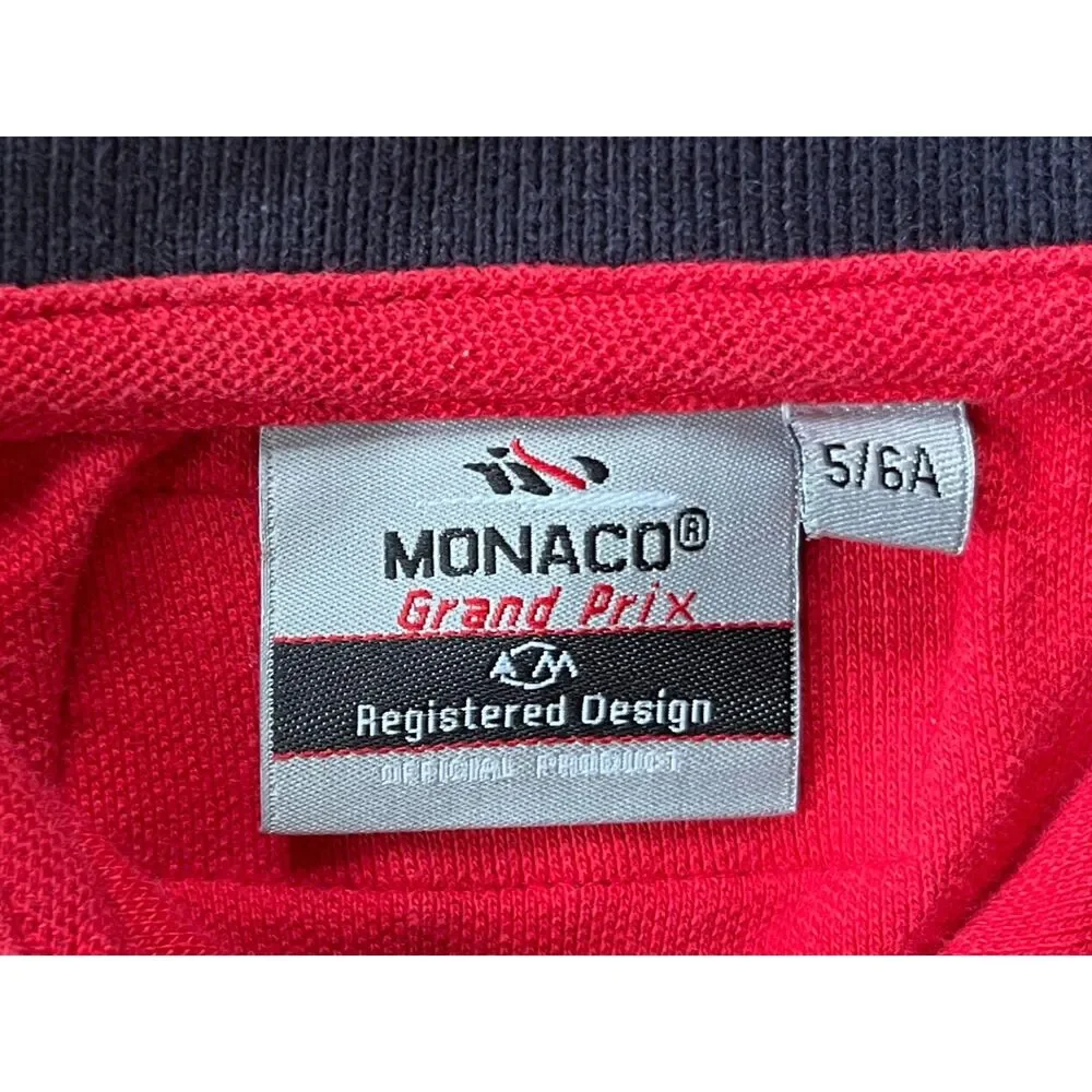 Formula One Monaco Grand Prix Red 100% Cotton Polo Shirt Top   Boys Size 5-6